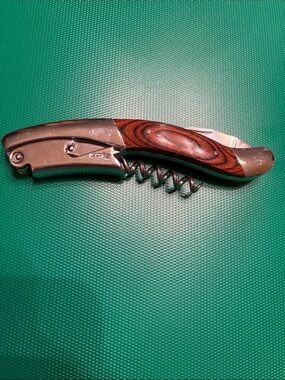 Laguiole Waiter’s Corkscrew Rosewood Wine Opener Wood Inlay Ergonomic Handle EUC